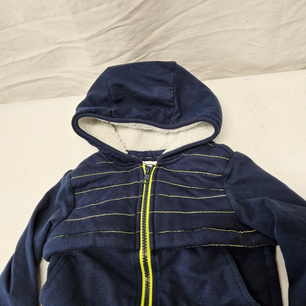 Tommy‎ Bahama Full Zip Hoodie Kids 18M Navy Blue Sherpa Hood Contrast Stitching